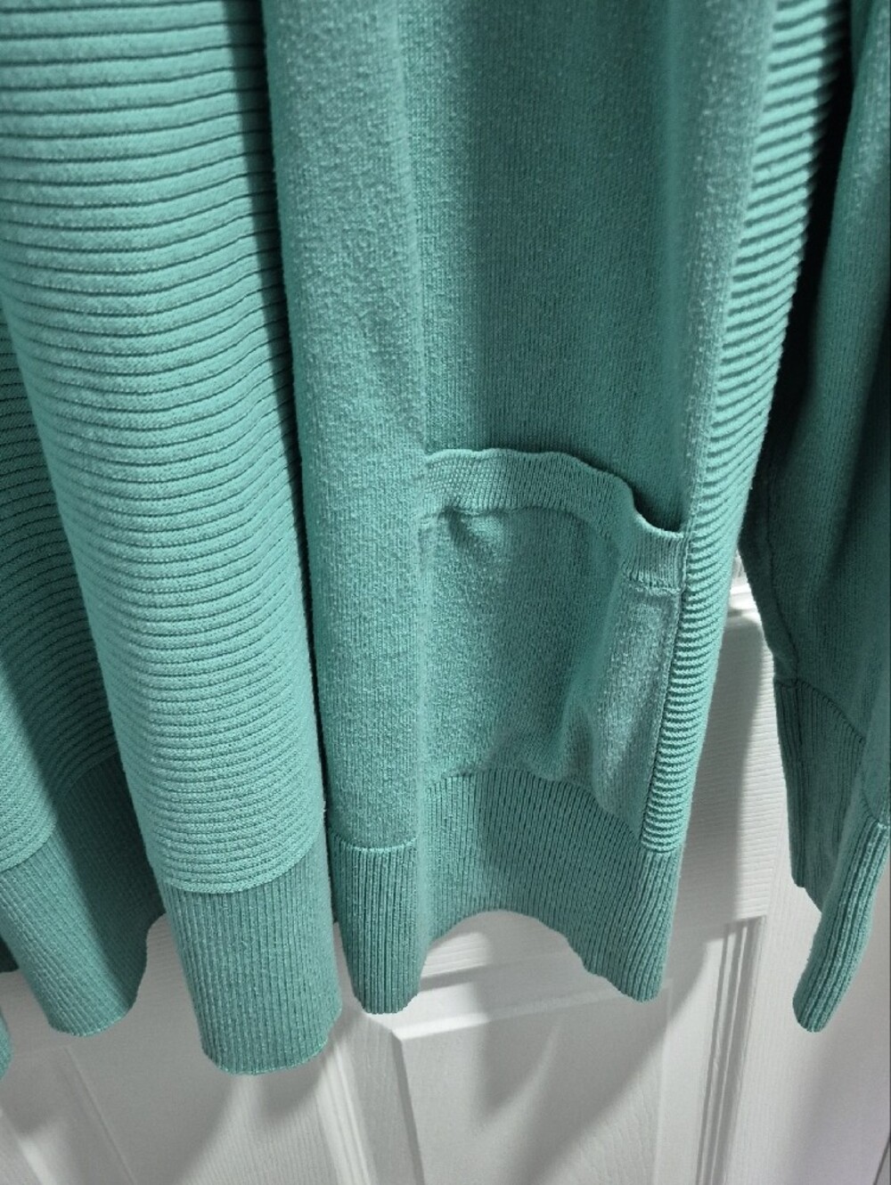 Time and Tru Seafoam Open-Front Ribbed Cardigan - Picture 6 of 6